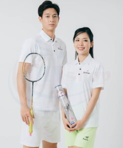 Áo cầu lông Polo Bubadu trắng chính hãng