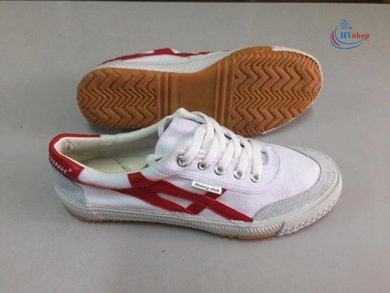 Giày vải Thượng Đình trắng đỏ KK14-2