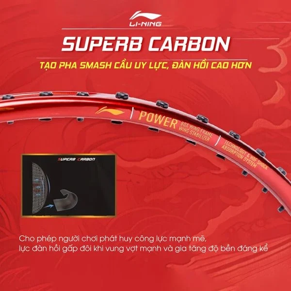 Công nghệ Superb Carbon giúp những pha đập cầu uy lực hơn trên Axforce 80 Chen Long LMT