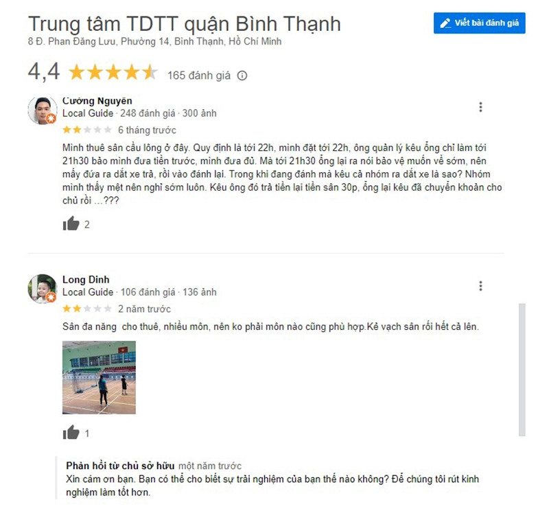 Đánh giá sân cầu lông Phan Đăng Lưu