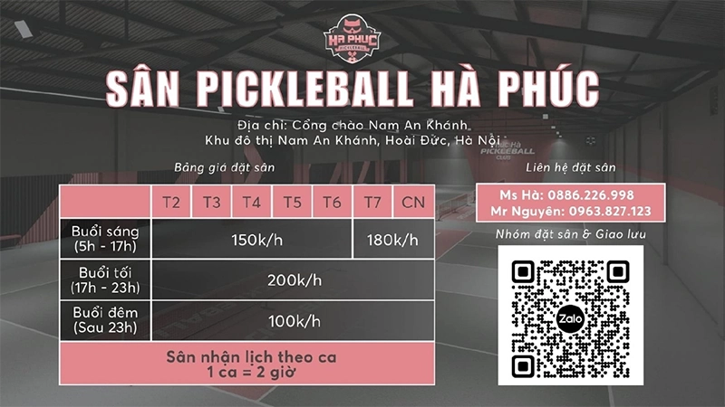 Chi phí thuê sân pickleball Hà Phúc