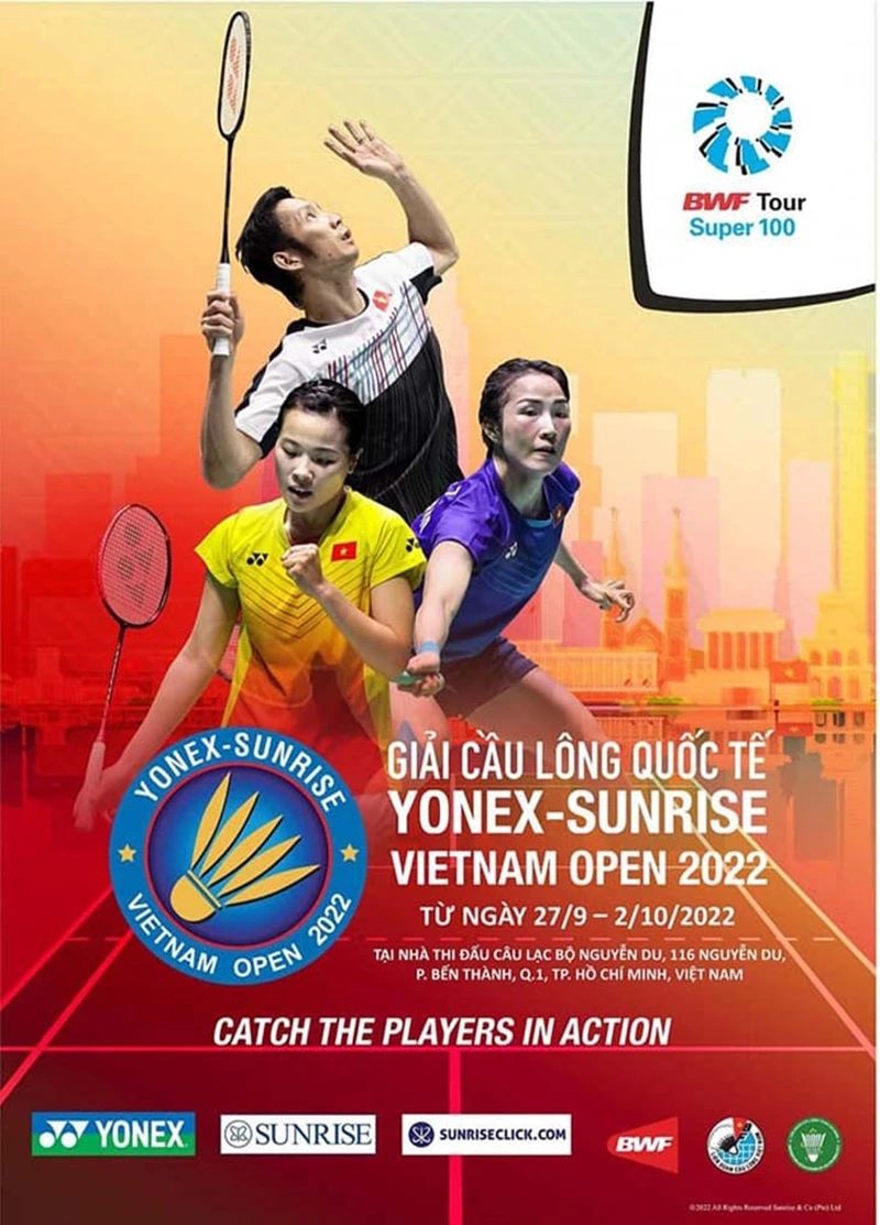 Poster giải cầu lông quốc tế Yonex - Sunrise Vietnam Open 2022 được thiết kế độc đáo, nổi bật