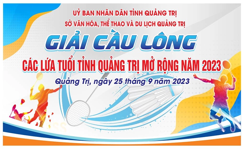Background cầu lông sử dụng gam màu cam rực rỡ, ấn tượng
