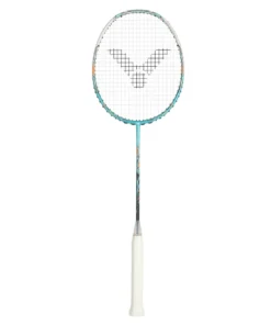 Tổng thể vợt cầu lông Victor Jetspeed S 12 TD chính hãng với thiết kế màu xanh ngọc phối trắng hiện đại.
